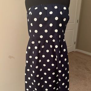 J. Crew navy and white polka dot midi dress with tags still on it. Never worn!